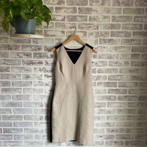 Ann Taylor Nude & Black Cotton Linen Sheath Dress